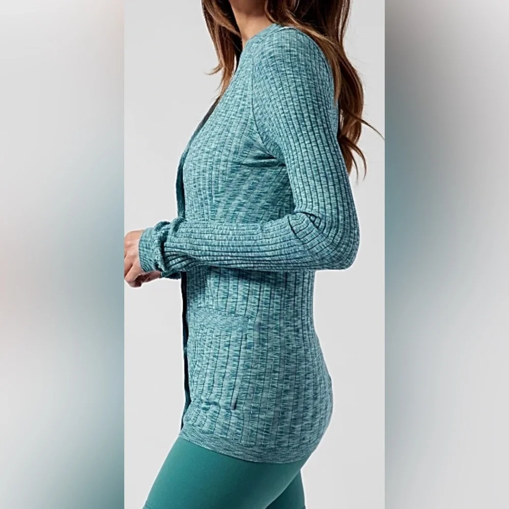 Athleta Revolve Borealis Green Heather Cardigan - Picture 2 of 7